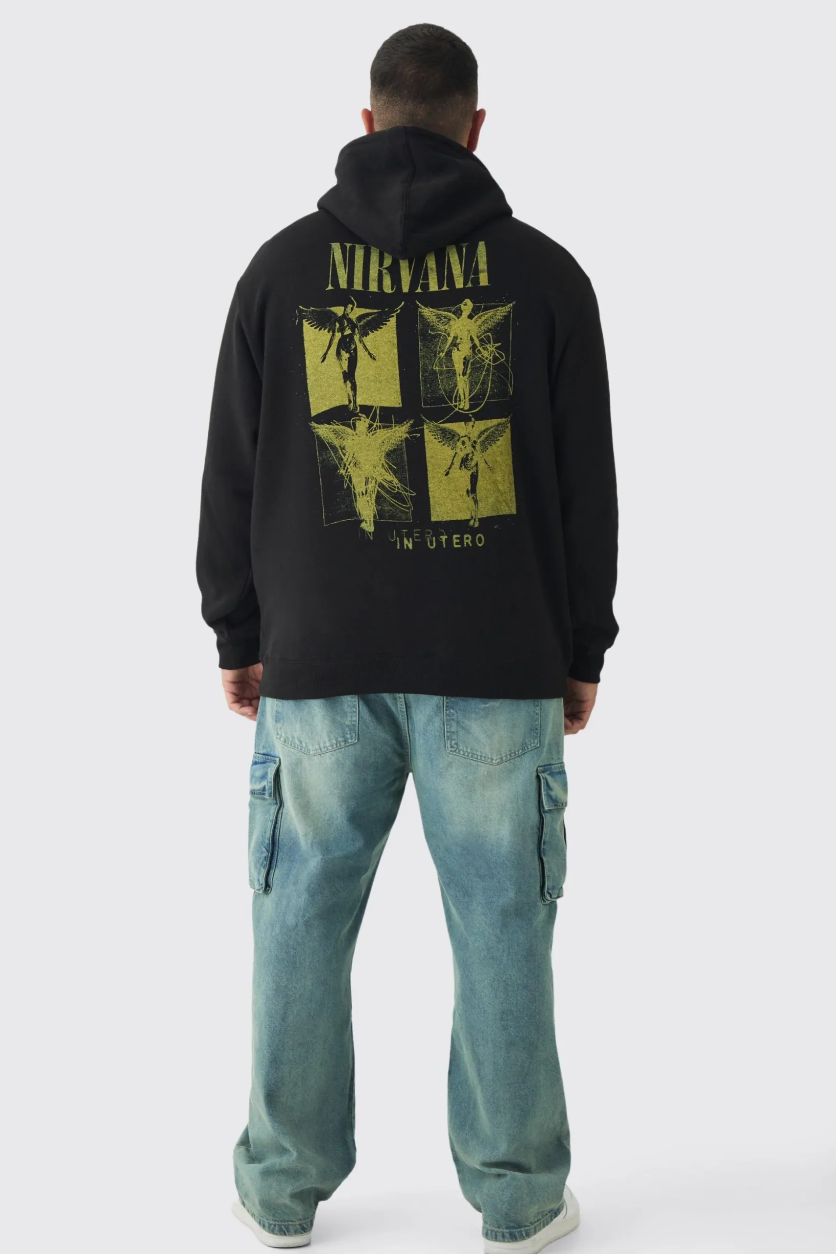 Plus Oversized Nirvana License Print Hoodie | BoohooMAN UK