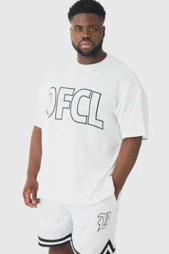 Plus Oversized OFCL Embroidered T-shirt | BoohooMAN UK