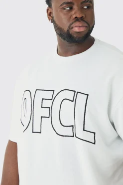Plus Oversized OFCL Embroidered T-shirt | BoohooMAN UK
