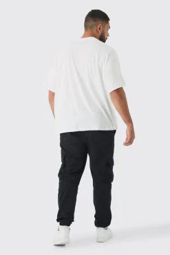 Plus Oversized OFCL Embroidered T-shirt In White | BoohooMAN UK