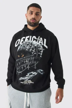 Plus Oversized Official Balaclava Print Hoodie | BoohooMAN UK