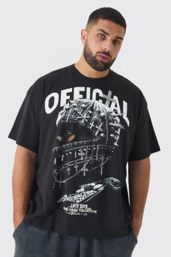 Plus Oversized Official Balaclava Print T-Shirt | BoohooMAN UK