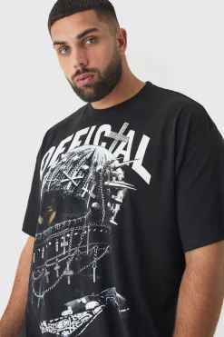 Plus Oversized Official Balaclava Print T-Shirt | BoohooMAN UK