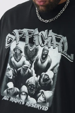 Plus Oversized Official Balaclava Print T-Shirt | BoohooMAN UK