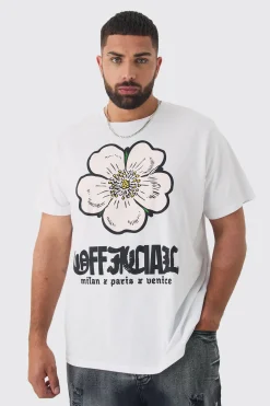 Plus Oversized Official Floral Print T-shirt | BoohooMAN UK