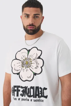 Plus Oversized Official Floral Print T-shirt | BoohooMAN UK