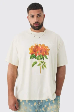 Plus Oversized Official Man Floral Print T-shirt | BoohooMAN UK