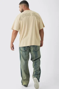 Plus Oversized Official Man Cross Puff Print T-Shirt | BoohooMAN UK