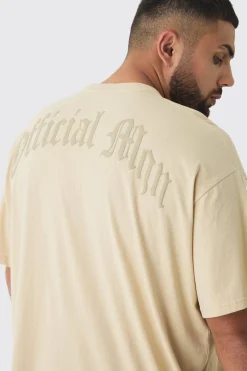 Plus Oversized Official Man Cross Puff Print T-Shirt | BoohooMAN UK