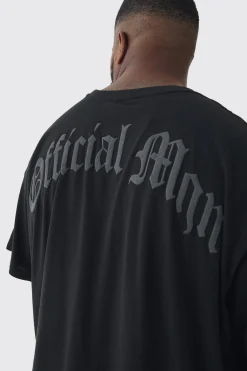 Plus Oversized Official Man Cross Puff Print T-Shirt | BoohooMAN UK