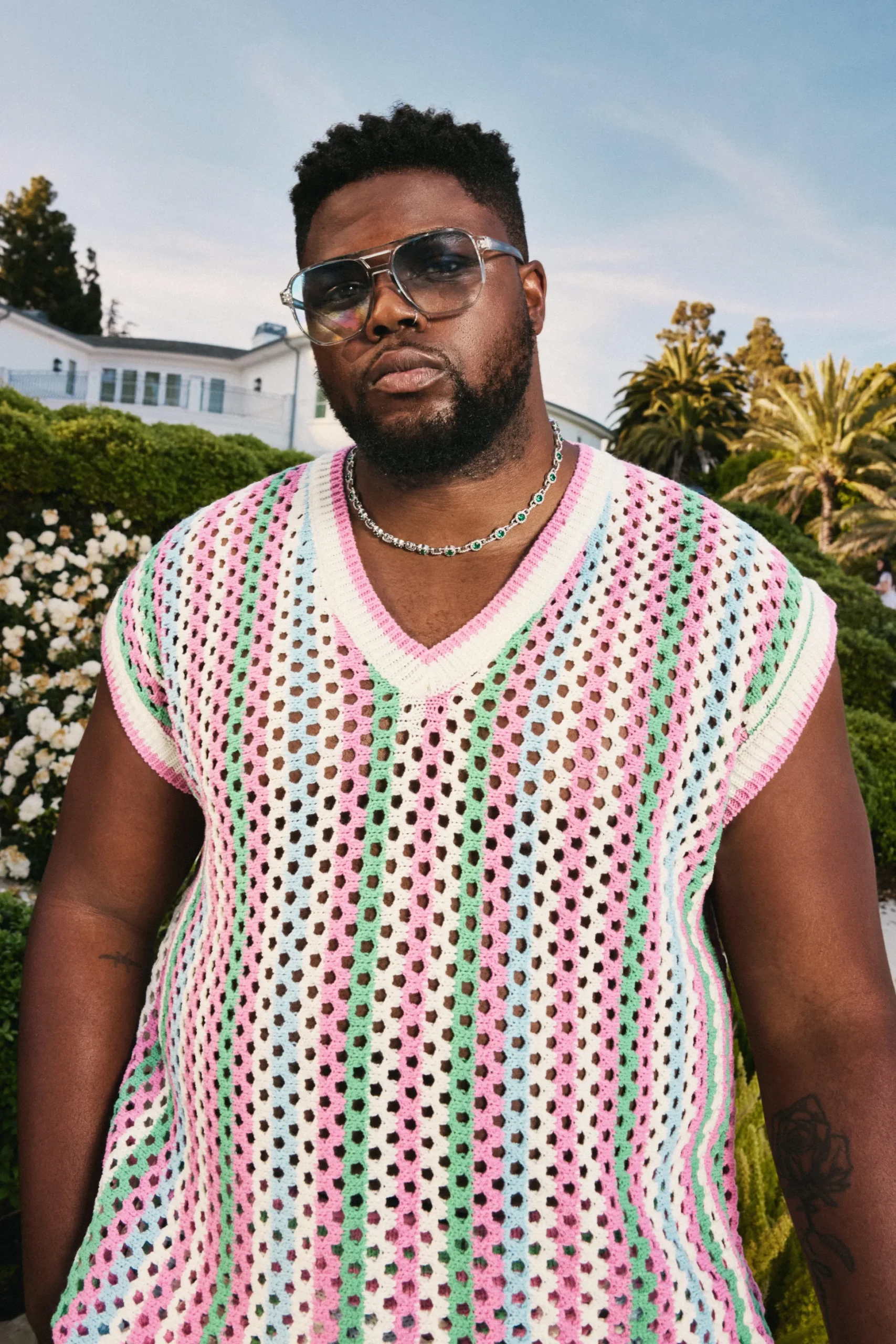 Plus Oversized Open Stitch Crochet Knitted Tank | BoohooMAN UK