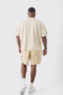 Plus Oversized Overdye Official Print T-shirt | BoohooMAN UK