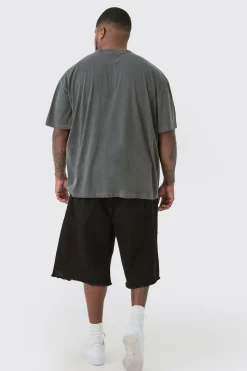 Plus Oversized Overdye Wash Moto Print T-shirt | BoohooMAN UK