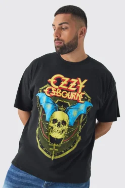 Plus Oversized Ozzy Osbourne License Print T-Shirt | BoohooMAN UK