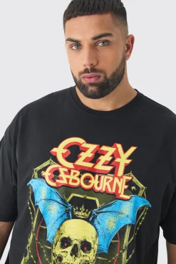Plus Oversized Ozzy Osbourne License Print T-Shirt | BoohooMAN UK