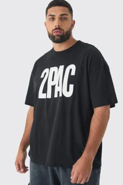 Plus Oversized 2pac License Print T-Shirt | BoohooMAN UK