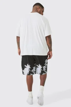 Plus Oversized Palm Renaissance Print T-shirt In White | BoohooMAN UK