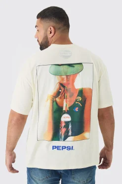 Plus Oversized Pepsi License Print T-Shirt | BoohooMAN UK