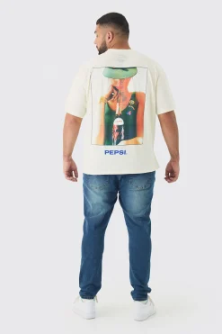 Plus Oversized Pepsi License Print T-Shirt | BoohooMAN UK