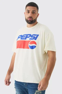 Plus Oversized Pepsi License Print T-Shirt | BoohooMAN UK