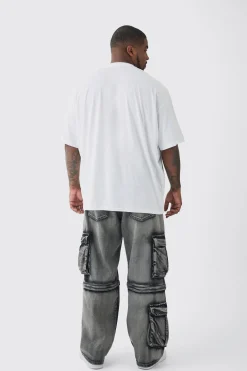 Plus Oversized Plus Black Heart Embroidered T-shirt In White | BoohooMAN UK