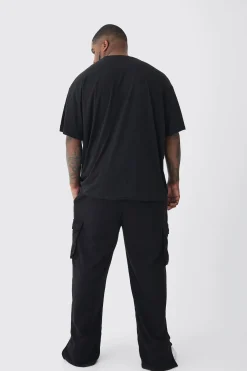 Plus Oversized Plus Blue Dice Embroidered T-shirt In Black | BoohooMAN UK