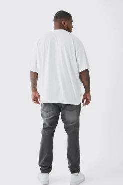 Plus Oversized Plus Cherry Embroidered T-shirt In White | BoohooMAN UK