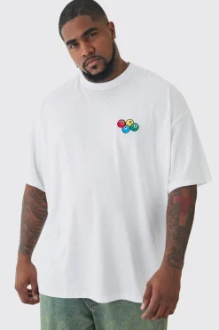 Plus Oversized Plus OFCL 8 Ball Embroidered T-shirt In White | BoohooMAN UK