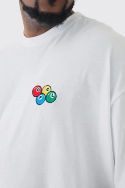 Plus Oversized Plus OFCL 8 Ball Embroidered T-shirt In White | BoohooMAN UK