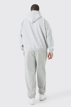 Plus Oversized Plush Boxy Drop Shoulder Printed Hoodie | BoohooMAN UK