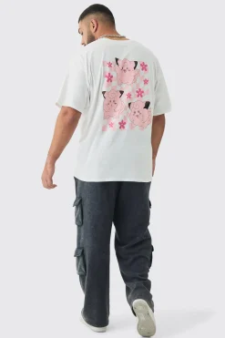 Plus Oversized Pokemon Clefairy License Print T-Shirt | BoohooMAN UK