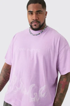 Plus Oversized Pour Homme Printed T-shirt In Pink | BoohooMAN UK