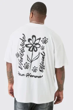 Plus Oversized Pour Homme Line Drawing Print T-shirt | BoohooMAN UK