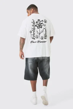 Plus Oversized Pour Homme Line Drawing Print T-shirt | BoohooMAN UK
