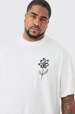 Plus Oversized Pour Homme Line Drawing Print T-shirt | BoohooMAN UK