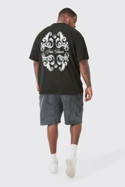 Plus Oversized Pour Homme Floral Print T-shirt | BoohooMAN UK