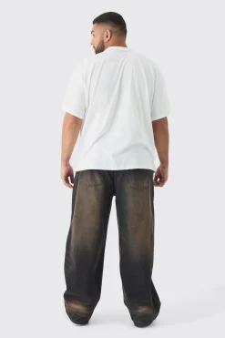 Plus Oversized Pour Homme Moto Print T-Shirt | BoohooMAN UK