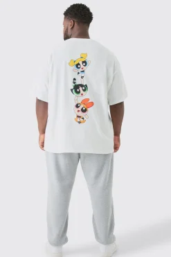 Plus Oversized Powerpuff Girls License T-shirt White | BoohooMAN UK