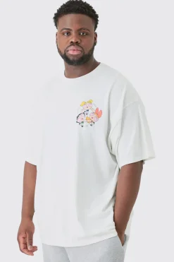 Plus Oversized Powerpuff Girls License T-shirt White | BoohooMAN UK
