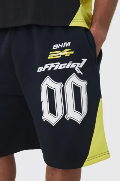 Plus Oversized Puff Print Moto Mid Length Shorts | BoohooMAN UK