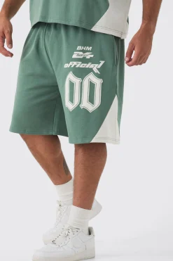 Plus Oversized Puff Print Moto Mid Length Shorts | BoohooMAN UK