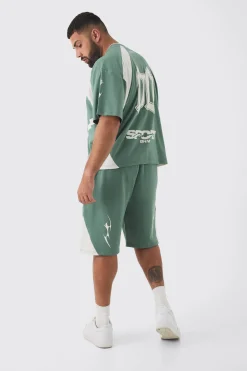 Plus Oversized Puff Print Moto Mid Length Shorts | BoohooMAN UK