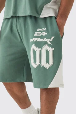 Plus Oversized Puff Print Moto Mid Length Shorts | BoohooMAN UK