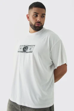 Plus Oversized Renaissance Money Print T-Shirt | BoohooMAN UK