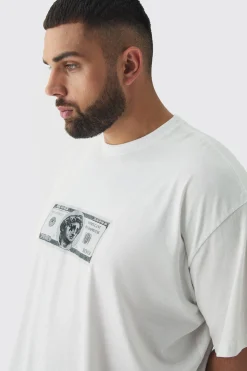Plus Oversized Renaissance Money Print T-Shirt | BoohooMAN UK