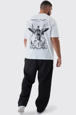 Plus Oversized Rennaisance Print T-Shirt | BoohooMAN UK