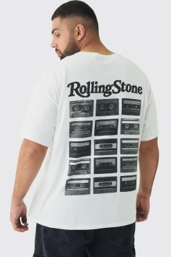 Plus Oversized Rolling Stones License Print T-Shirt | BoohooMAN UK