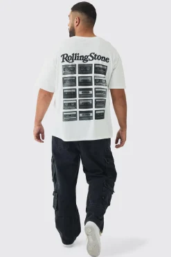 Plus Oversized Rolling Stones License Print T-Shirt | BoohooMAN UK