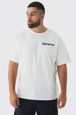 Plus Oversized Rolling Stones License Print T-Shirt | BoohooMAN UK