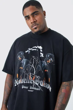 Plus Oversized Rottweiler Graphic T-shirt | BoohooMAN UK